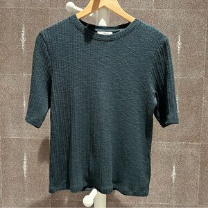 Vince ribbed elbow sleeve crew neck T-shirt (L, azure onyx)